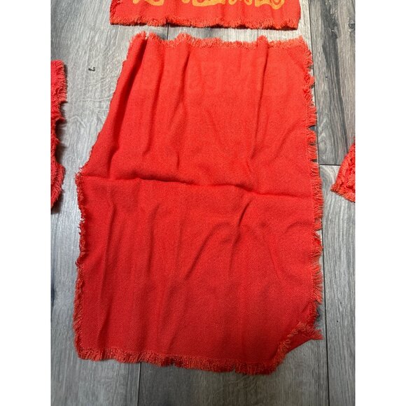 70-80's Orange Floral Cloth Napkins Set of 4 Table Linens - Picture 5 of 5